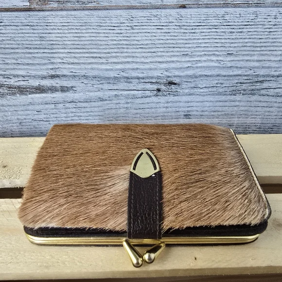 Vintage Bi Fold Fur Wallet Genuine Springbok Small - Picture 5 of 9